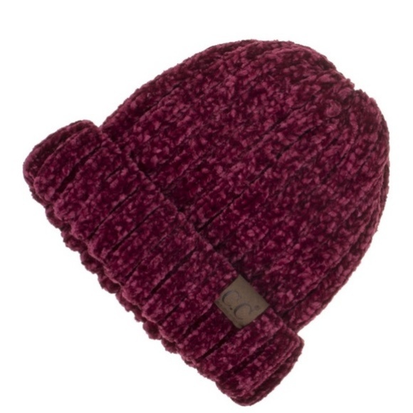 C.C. BEANIE Accessories - $ALE✨NEW C.C. Beanie Chenille Burgundy